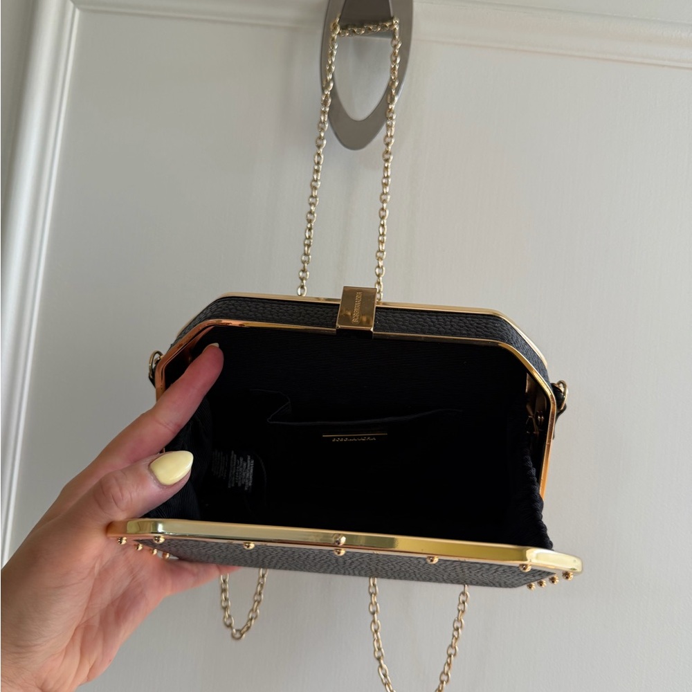 Black and Gold Chain Clutch Shoulder Bag